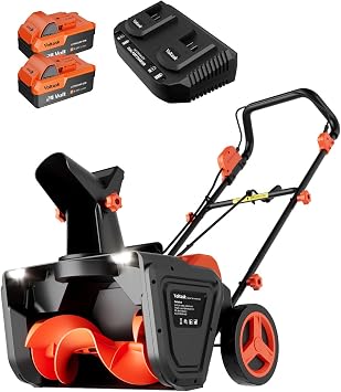 VOLTASK 48V Cordless Snow Blower, 48-Volt | 20-Inch Brushless Electric Snow Blower Cordless, Battery Snow Blower with Directional Plate & LED Lights 2 * 24V Battery & Dual Quick Charger Included