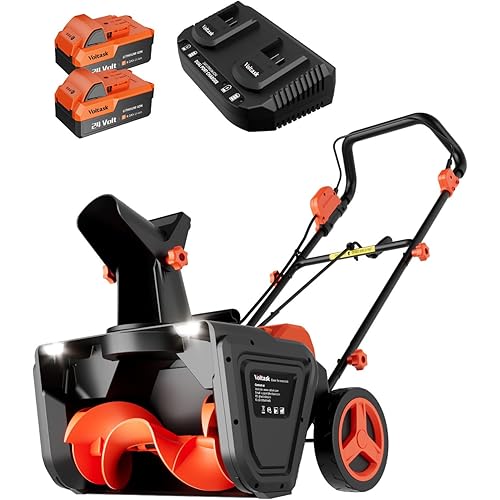 VOLTASK 48V Cordless Snow Blower, 48-Volt | 20-Inch Brushless Electric Snow Blower Cordless, Battery Snow Blower with Directional Plate & LED Lights (2 * 24V Battery & Dual Quick Charger Included)