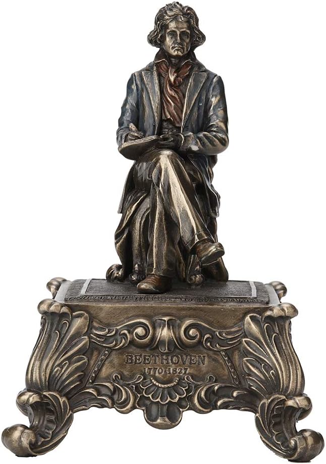 Veronese Design 5.5 Inch Ludwig Van Beethoven Symphony Number Five Composer Musician Antique Bronze Finish Sculpture Music Box Figurine