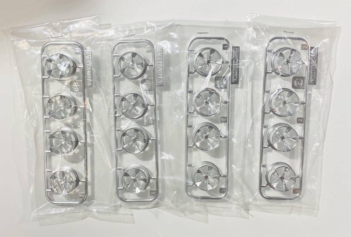 ミニ四駆 ローハイトホイール 5本スポーク マットシルバーメッキ PP 4個セット