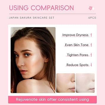Skincare Complete Face Skincare Kit Face Moisturizing Nourishing and Oil Control Suitable for All Skin Types Ideal for Women Beauty Gift with Mini Size Travel (Sakura 6pcs)