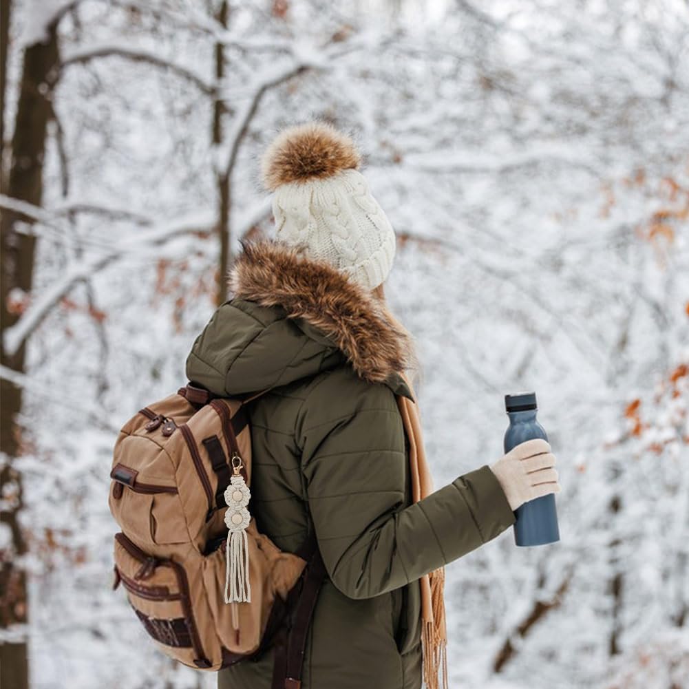 INFUNLY 6PCS Boho White Macrame Keychain Kit Adult DIY Keychain Making Kit Wood Beaded Keychains with Tassel Key Ring for Women for Key Handbags Backpacks Instructions Include - Image 7