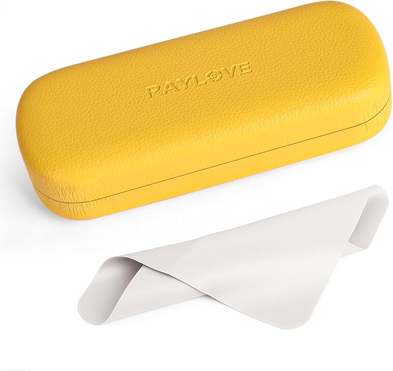 Glasses Case Hard Shell Eyeglass Case with Cleaning Cloth, PU Leather Protective Eye Glass Cases Fits Most Sunglasses