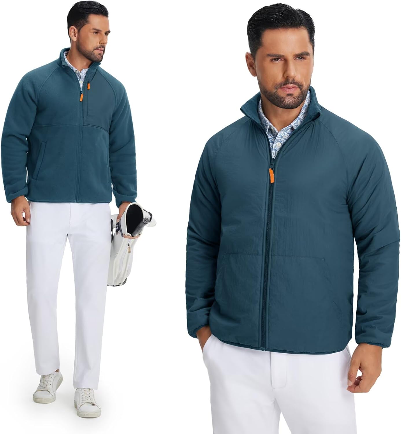 M MAELREG Reversible Fleece Lined Jacket Men Zip Up Warm Golf Jackets Fall Winter Casual Insulated Coats Clothes - Image 4