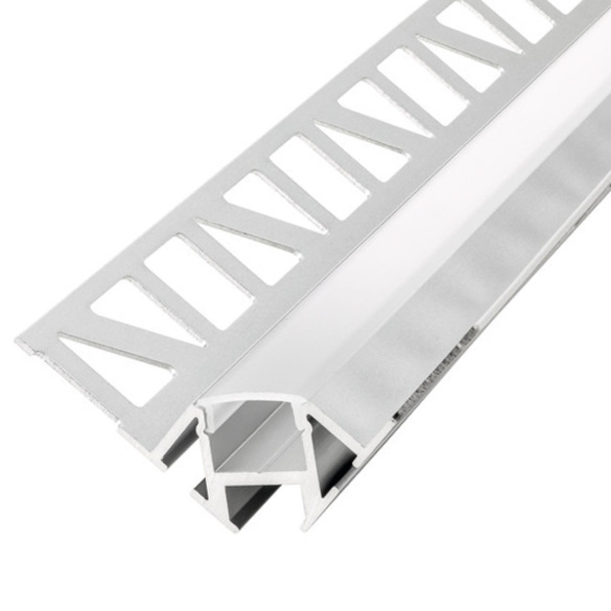 Integral ILPFC156 Tile-in Inner Corner Profile for LED Tape, 60.5mm x 26.4mm 1m, Frosted Diffuser