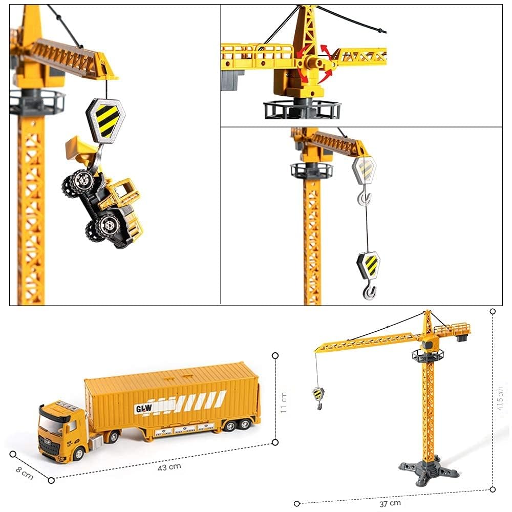 OR TU Camion Transporteur Voiture Grue Camion Tracteur Jouet Effets Lumières Musique Engin de Chantier Enfant 3 4 5 6 7 8+ Ans Cadeau Garcon
