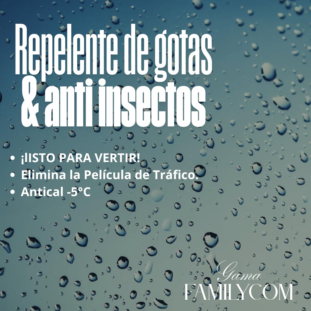 Limpiaparabrisas Coche Concentrado Antilluvia - Visibilidad Superior y Protección hasta -5ºC - No deja Manchas - Fórmula Repelente de Agua – 10L