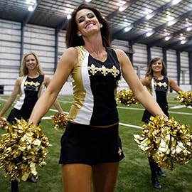 Hooshing 2PCS Gold Pom Poms Cheerleading Holographic Spot with Baton Handle for Girls Kids Team Spirit Sports Cheering