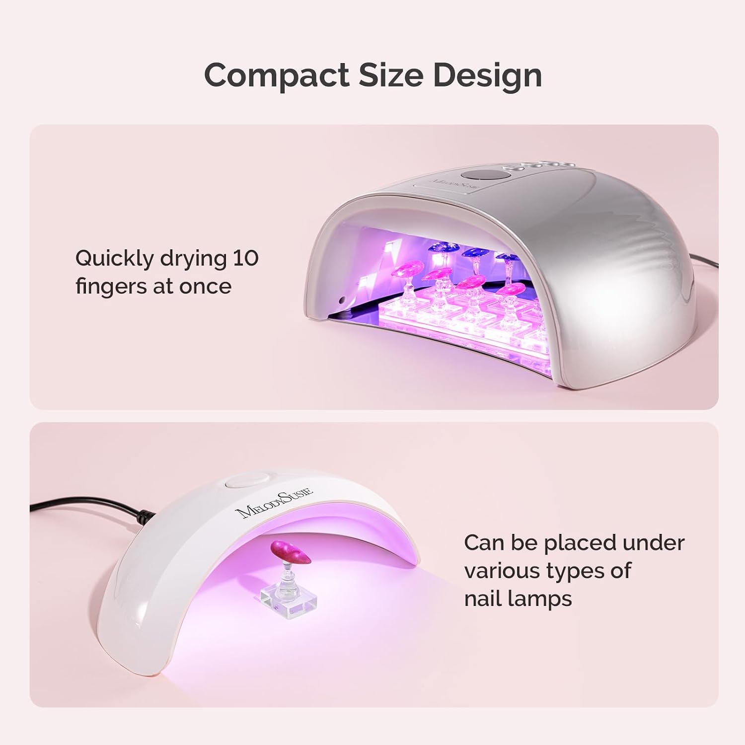 MelodySusie Non-Magnetic Nail Stand for Press Ons with Cat Eye Gel Nail Polish Magnets-3 in 1 Wooden Handle image 5