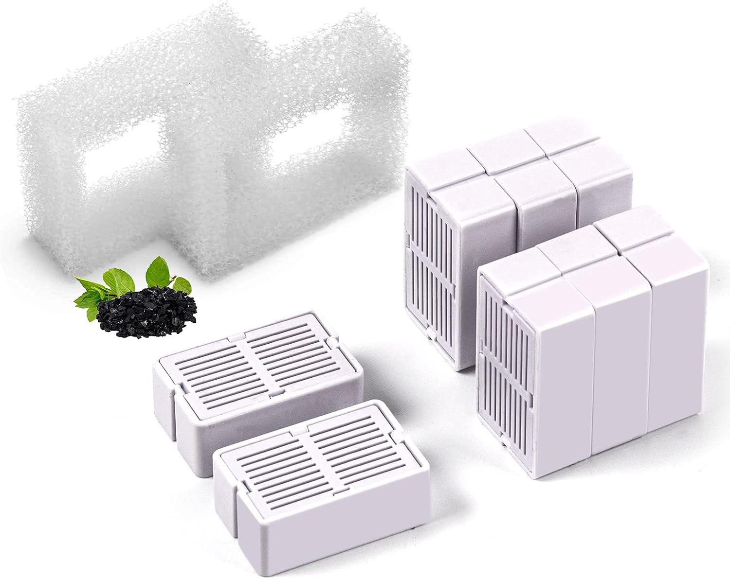 Ceramic Cat Water Fountain Replacement Filters, 8 Carbon Filters and 2 Foam Filters Suitble for IPETTIE Tritone/Fiumi Lotus