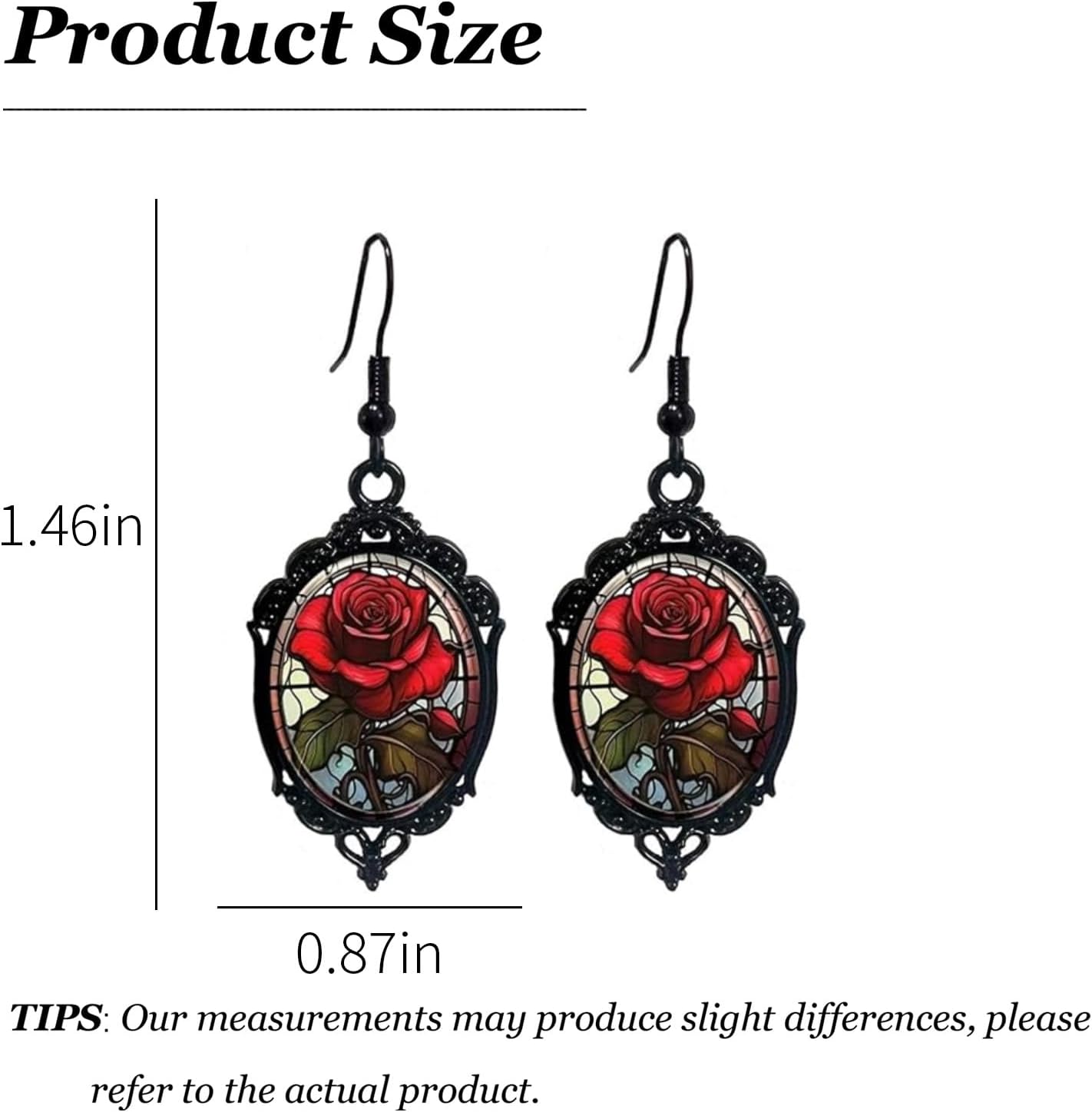 Gothic Rose Cameo Earrings Vintage Crystal Flower Drop Earring Dark Punk Style Victorian Mystic Jewelry Women Red Dangle - Image 6