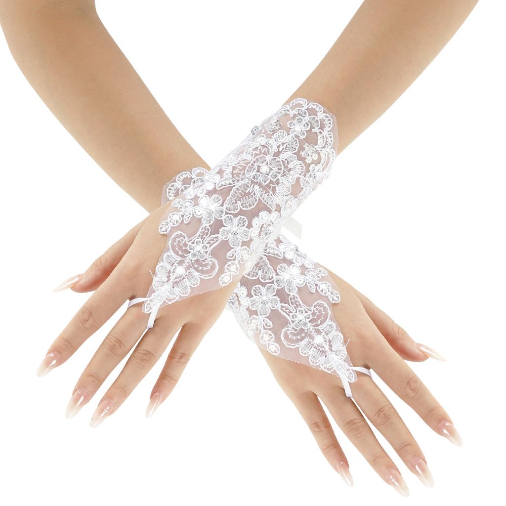 Zibuyu® Elegant White Lace Fingerless...