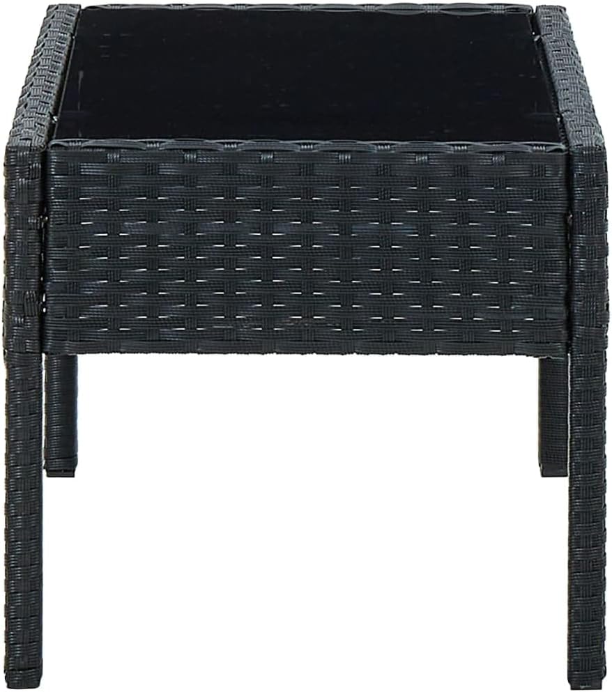 Patio Table,Outdoor Coffee Table, Bistro Table,Balcony Table,Outdoor Patio Furniture,Small Side Table,Patio Dining Table, for Deck,Lawn,Garden,Backyard, Black 29.5"x15.7"x14.6" Poly Rattan