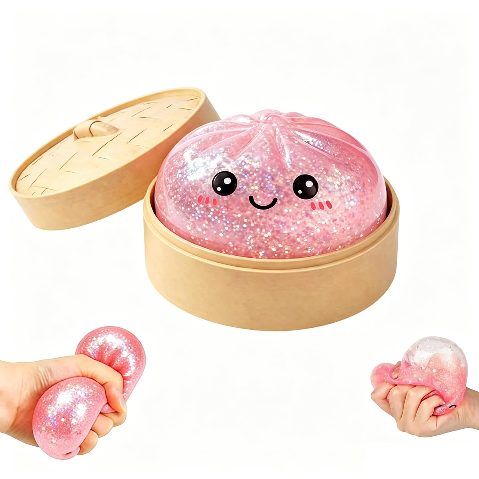 Glitter Dumpling Squishy, Dumpling Squishy with Sparkling Finish, Play for Relaxation, Handheld Squishable Glitter Design, Portable for Desk and Home Use
