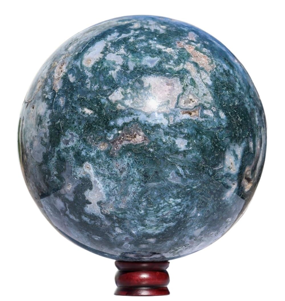 AARTERZZA 1pc 3-4kg Moss Agate Sphere Crystal Home and Office Decoration