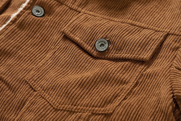 Men's Corduroy Sherpa Lined Trucker Jacket Lapel Casual Jacket Warm Winter Coat with Pockets4