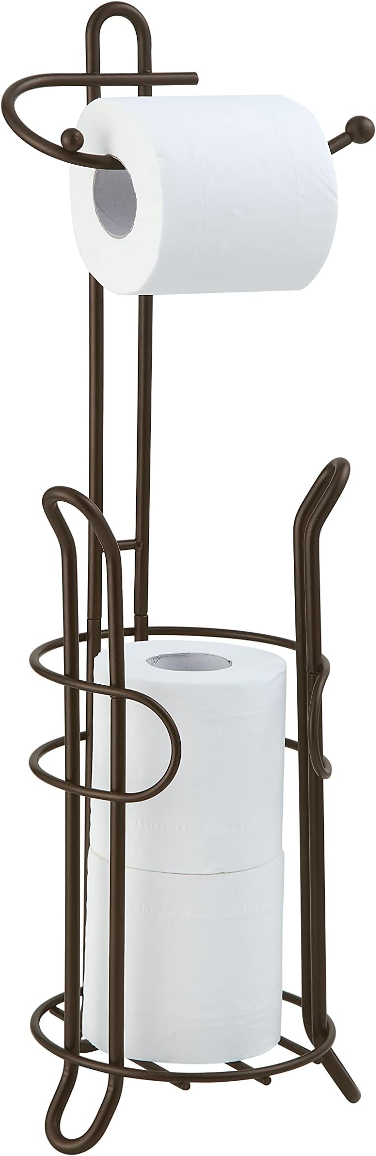 SunnyPoint Bathroom Toilet Tissue Paper Roll Storage Holder Stand with Reserve, The Reserve Area Has Enough Space to Store Mega Rolls; Coating Bronze