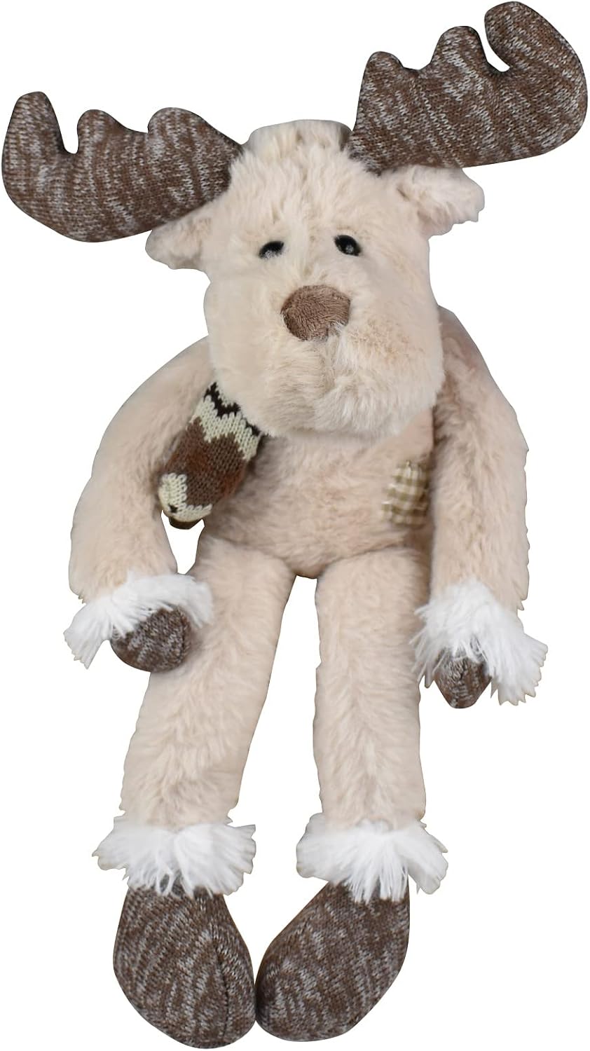 Enesco Kalidou Holiday Moose with Scarf and Long Legs Plush Stuffed Animal, 16 Inch, Brown