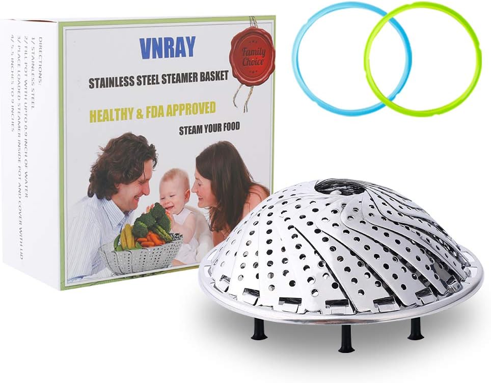 Vegetable Steamer Basket and Silicone Sealing Ring 2 Pack For IP Pot Accessories 5/6 Quart Pressure Cooker