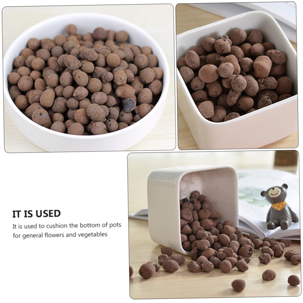 Arcilla Expandida Ceramsita 1kg, Piedra de Cultivo para Jardinería | Color Café, Mezcla de Arcilla y Shale, 1 Paquete, para Flores y Hortalizas, Uso en Maceta y Fondo