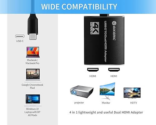 Miniatura 6 de Adaptador USB C a HDMI dual 4K 60Hz, un cable HDMI de 2 pies incluido, Thunderbolt 3 a HDMI para MacBook, MacBook Pro 202020192018 Apple iMac, iMac