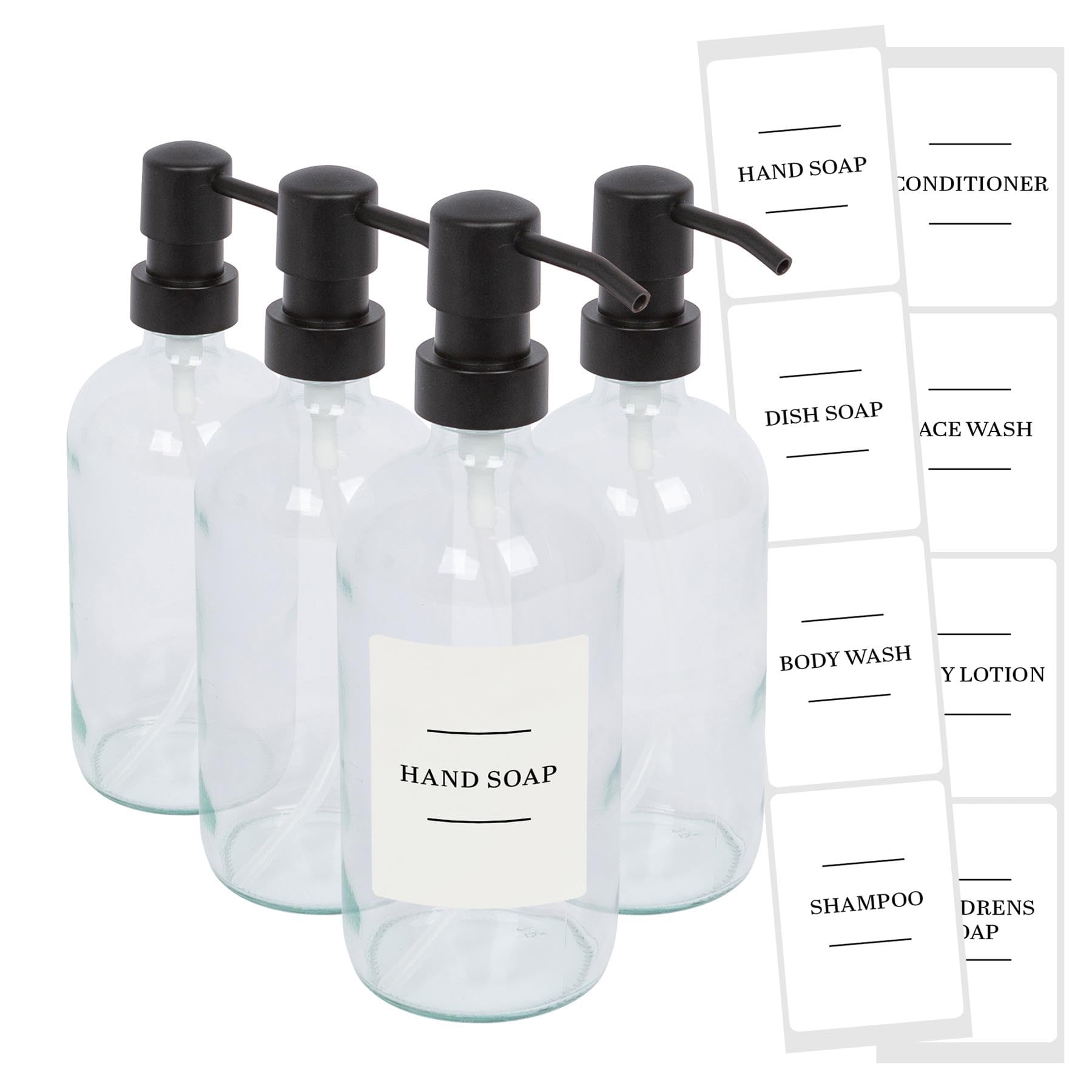 Harbour Housewares Glass Soap Dispenser - 500ml - Clear - Pack of 4