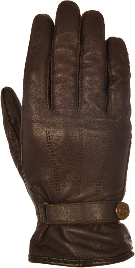 Oxford Holton Men's Short Leather Retro Classic Motorcycle Gloves - Brown