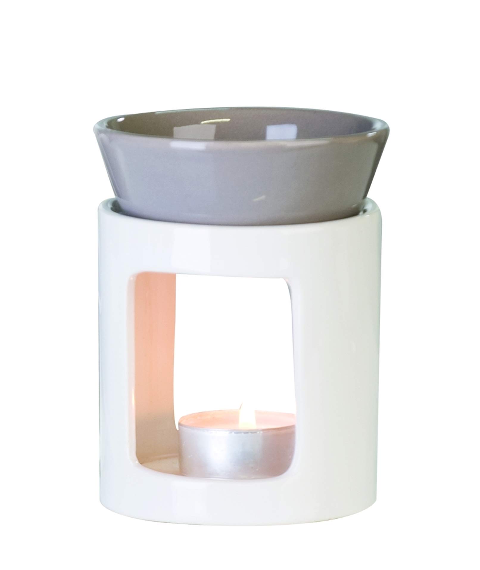 Lampa zapachowa palnik aromatyczny DUO z ceramiki · biały/szary wysokość 11 cm · Ø 8,5 cm