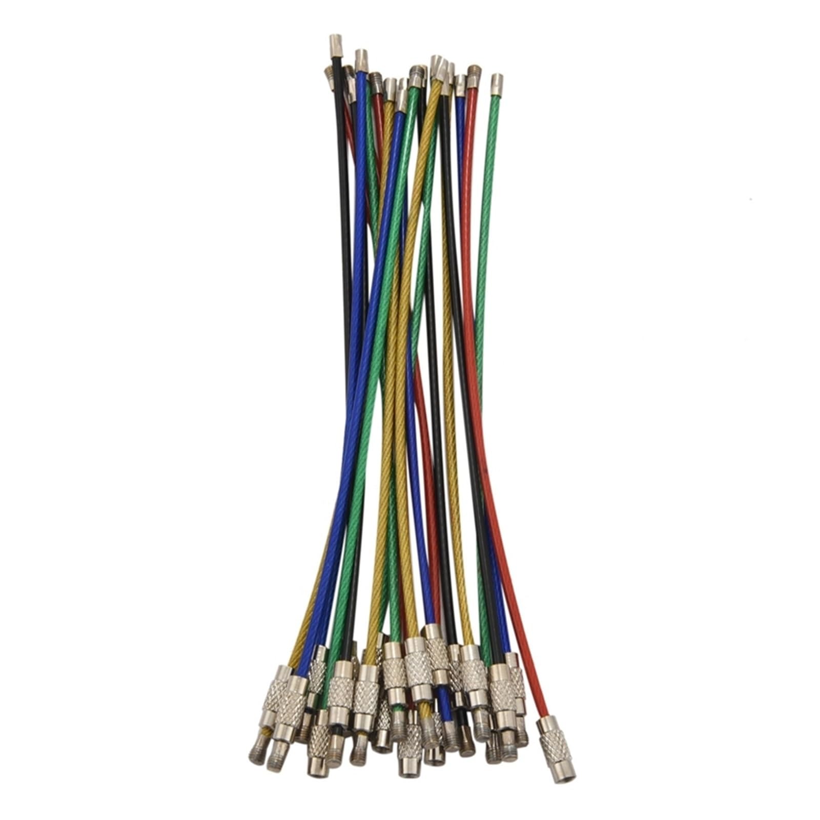 Draht-Schlüsselanhänger-Kabel, 100 Stück, farbige Edelstahl-Draht-Schlüsselanhänger, 2 mm, 16,3 cm, Kabel-Schlüsselanhängerschlaufen zum Aufhängen von Gepäckanhängern für Schlüsselanhänger, Reise