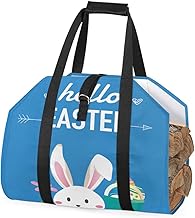 Feliz Dia de Páscoa Lenha Bolsa de Transporte de Lenha Bolsa de Páscoa para Transporte Interno Bolsa de Armazenamento de Lenha Rack de Lenha de Fogo ao Ar Livre Bolsa de Transporte de Lenha com Alças
