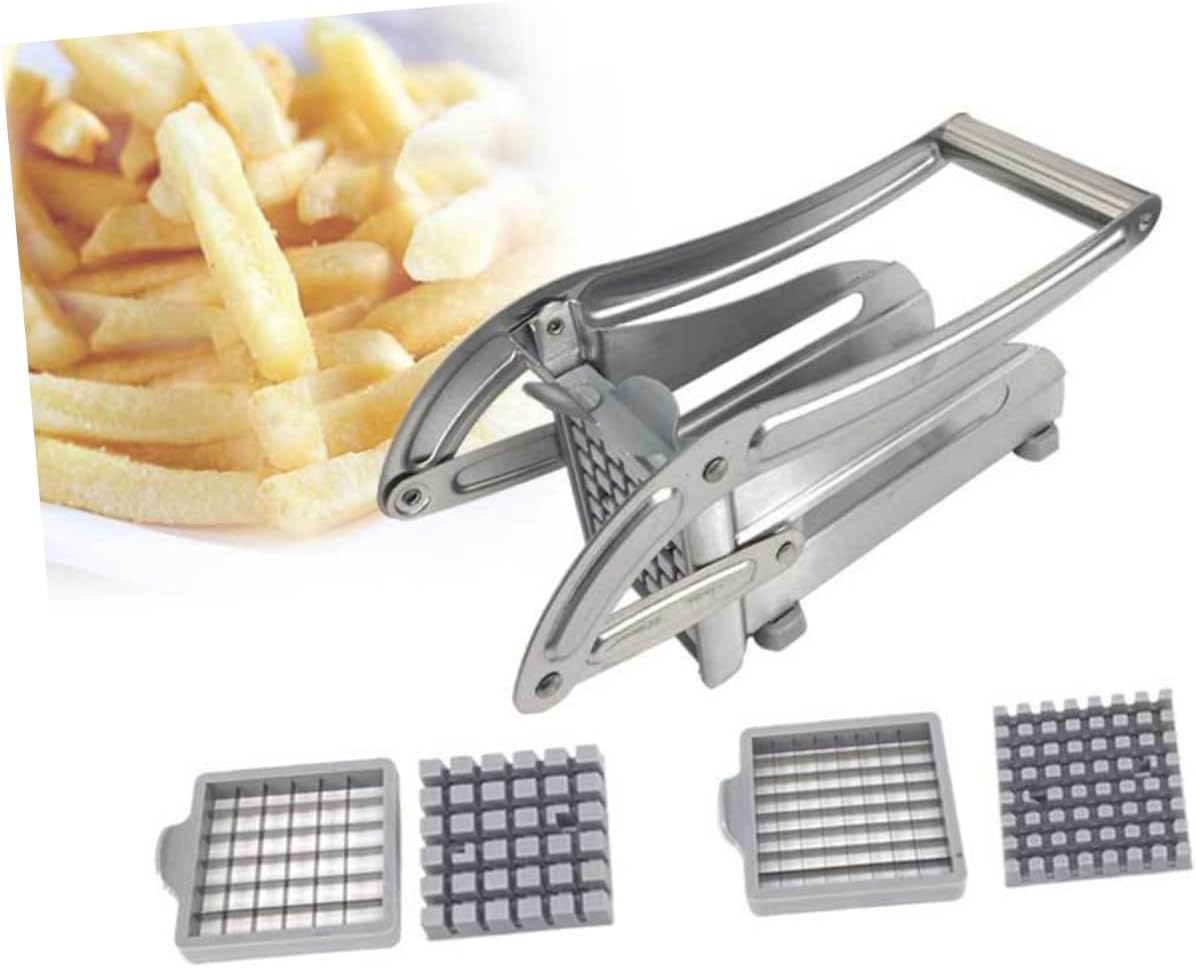 Zerodeko Stainless Steel Potato Chipper and French Fry Cutter Easy Clean Vegetable Slicer with Handle for Home and Snack Bar Use