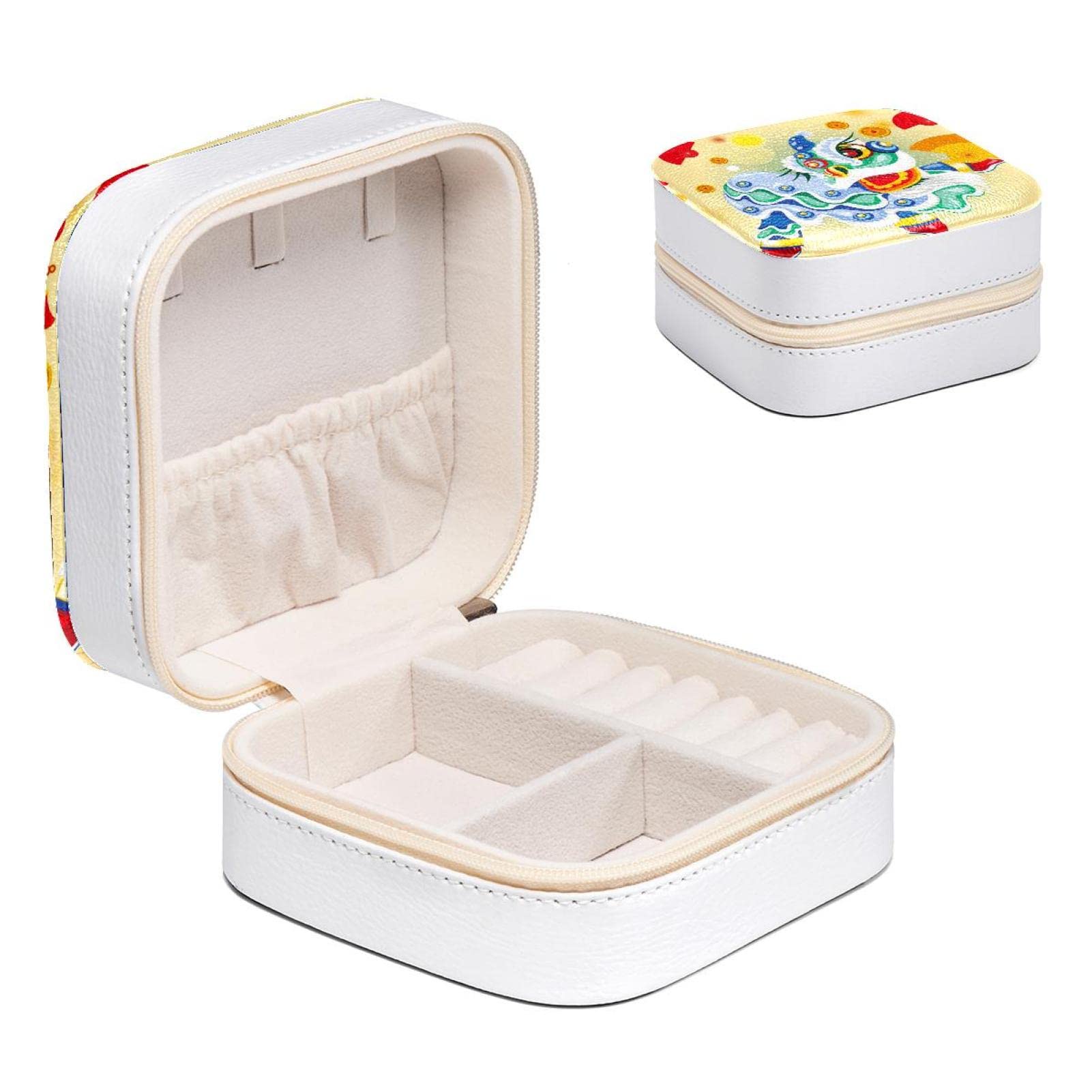 Boîte à bijoux femme et fille motif lion chinois petit organisateur bagues boucles d'oreilles