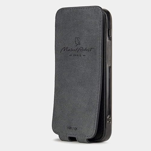 Miniatura 10 de Marcel Robert - Funda de piel tipo cartera para iPhone 12 Mini - Modelo patentado - Ultra fina - Fabricado en Francia -  Amarillo