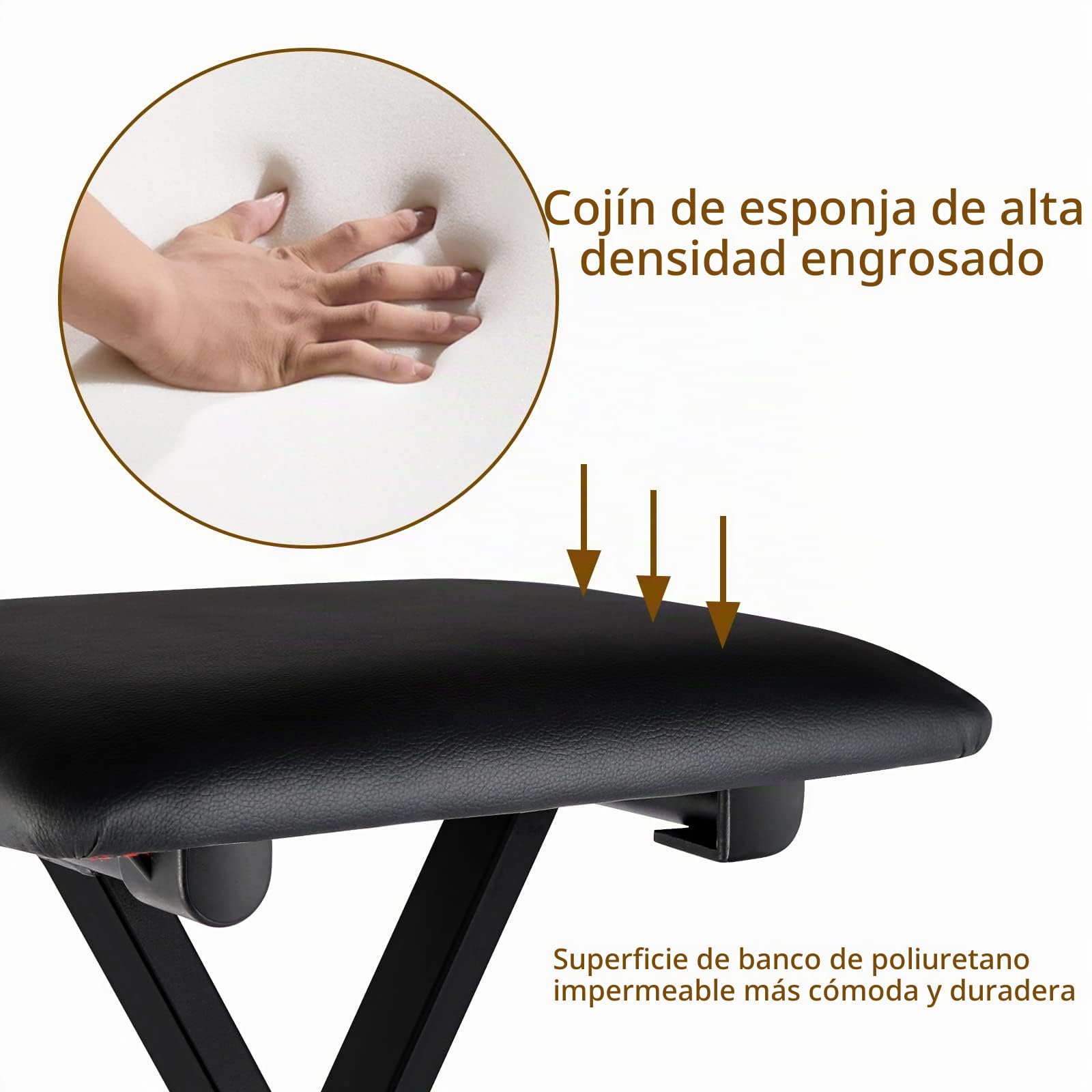 EASTROCK Banco Ajustable para Teclado de Piano, Taburete Estilo X, Asiento para teclados electrónicos y Pianos Digitales (versión Original)