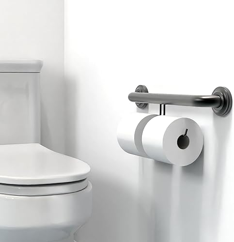 Miniatura 9 de Barra de agarre compatible con ADA con soporte para papel higiénico (2 megarrollos), soporte de peso de 500 libras, 1-14 x 16 pulgadas para montaje