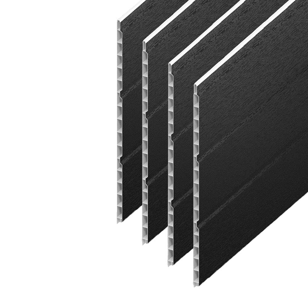 uPVC Hollow Soffit Cladding Panels - Black Plastic Soffit Board - 5 Metre Length x 300mm Wide x 4 Length Pack