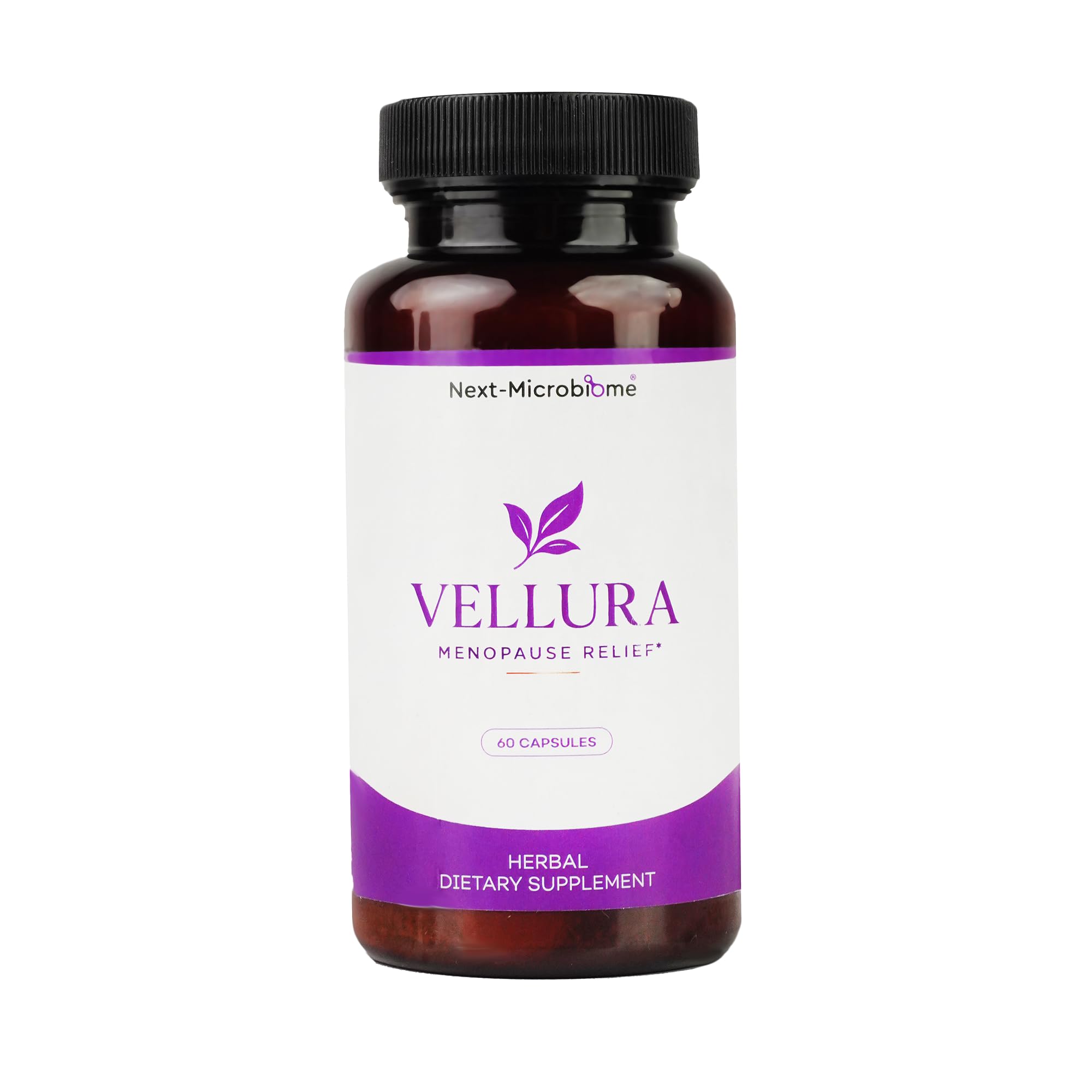 NEXT-MICROBIOME Vellura Menopause Relief - Advanced Herbal Supplement with Prebiotic Blend for Menopausal Support, Hot Flash Relief, Mood Stabilization - 60 Capsules