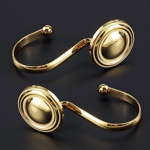 Miniatura 4 de ZESLMG - Ganchos dorados para cortina de ducha, ganchos decorativos para cortina de ducha para baño, a prueba de óxido, anillos de cortina de ducha
