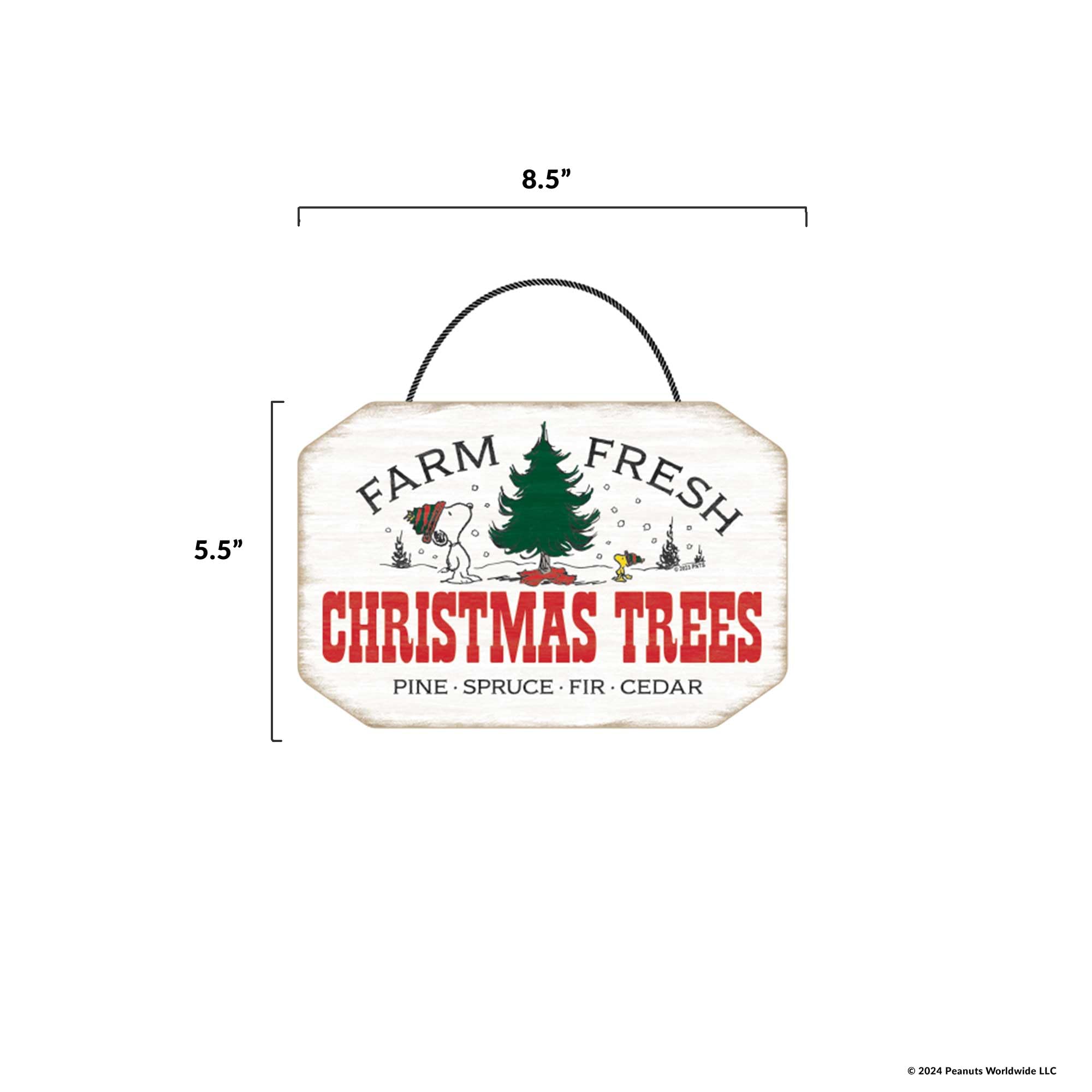 Amazon.com: Peanuts Snoopy Farm Fresh Christmas Trees Hanging Wood