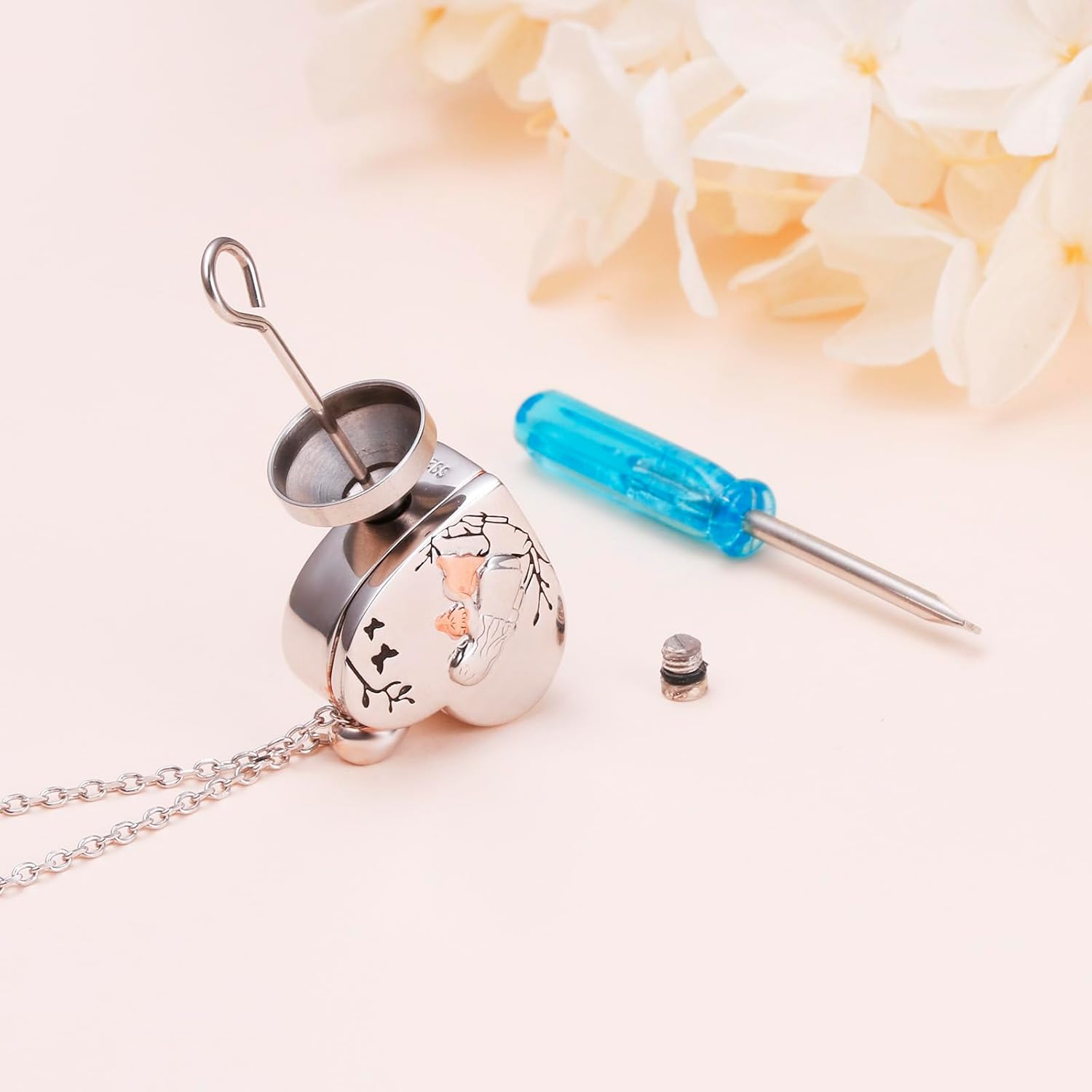 Always in My Heart Urn Necklaces for Ashes S925 Sterling Silver Love Heart Mother and Daughter Keepsake Hold Pictures Photo Memorial Locket Cremation Urn Pendant Necklace Gift for Women - Image 8