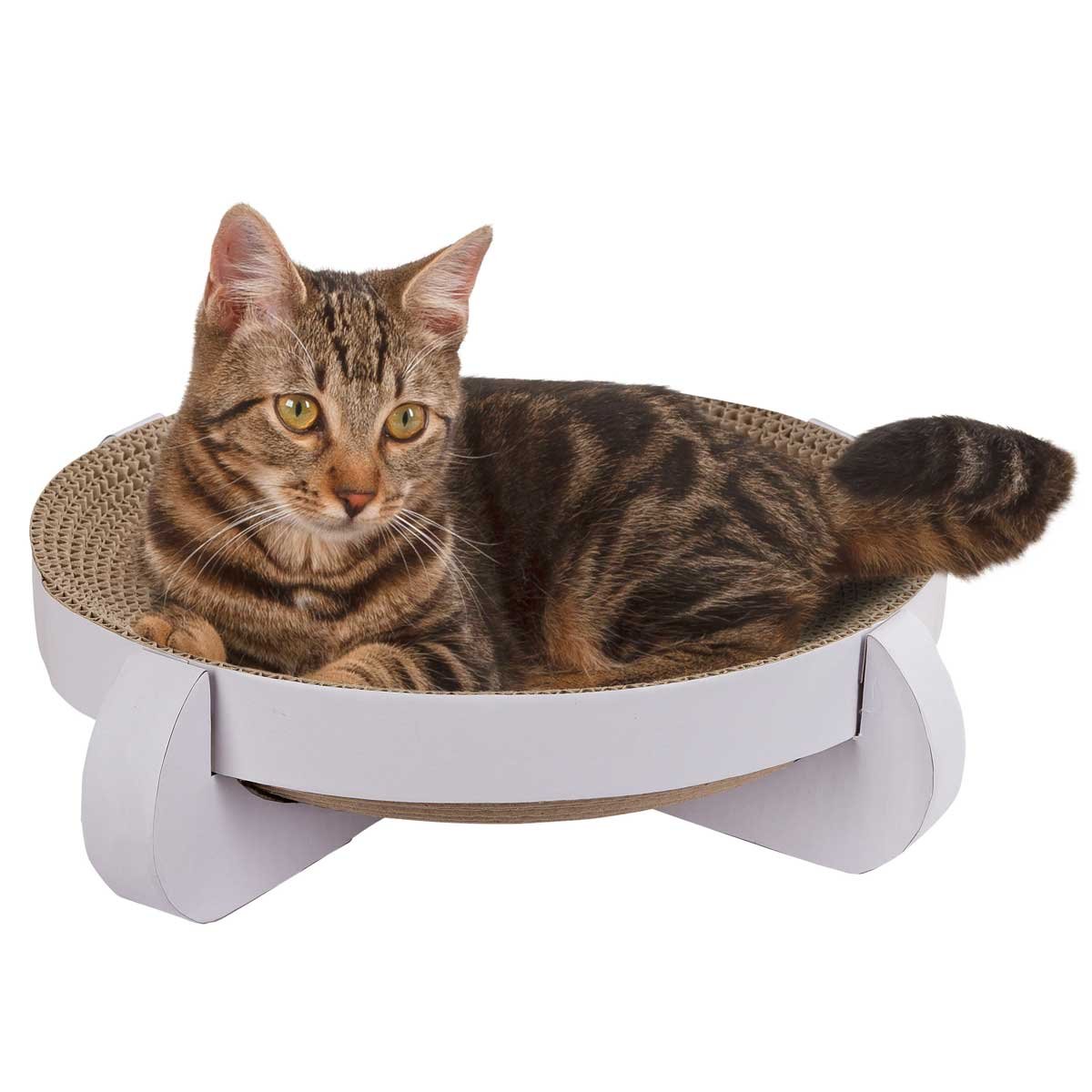 Kerbl Blanc Cat Scratch Basket With Catnip Platinum