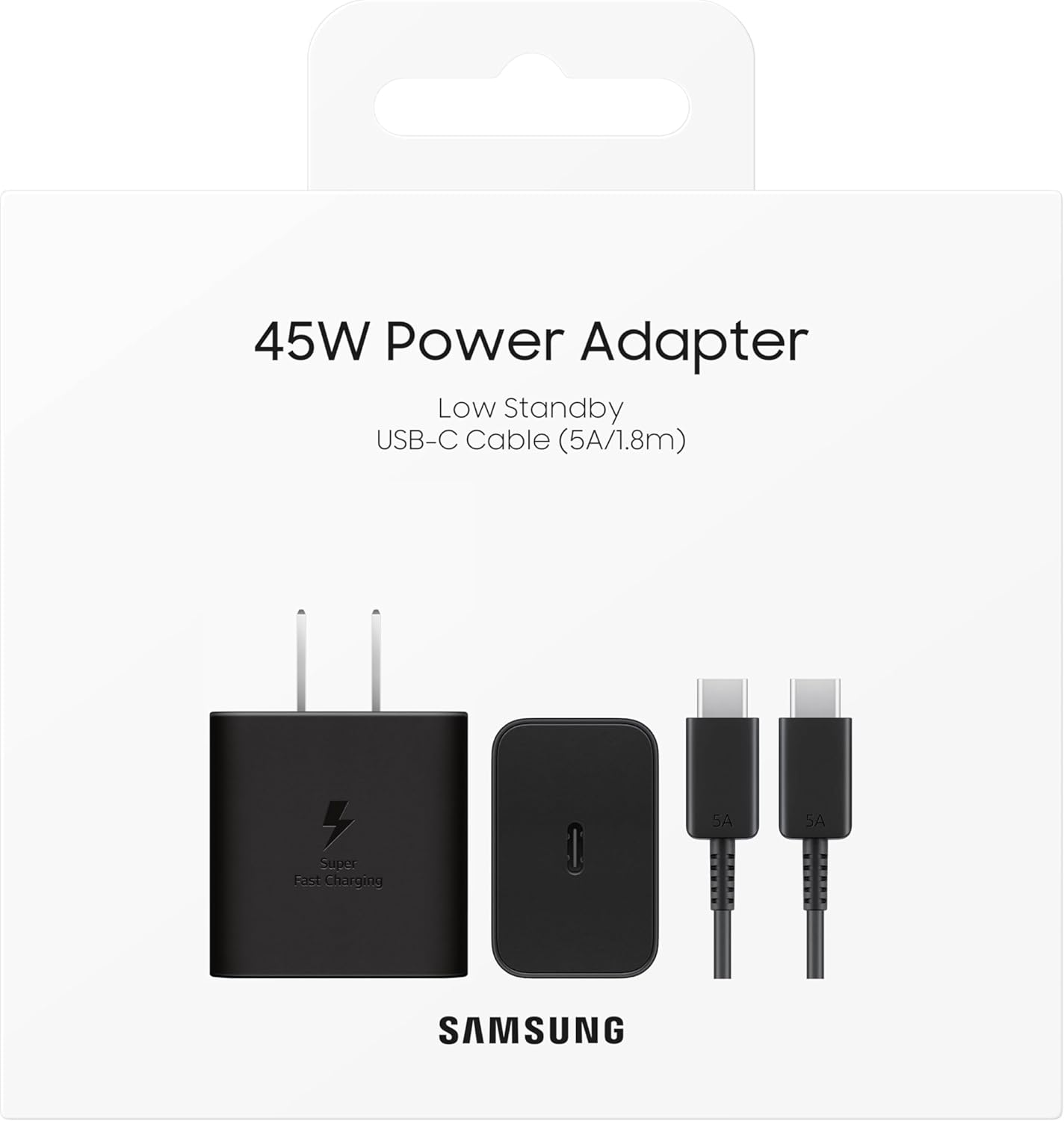 SAMSUNG 45W Wall Charger Power Adapter, Cable Not Included, Super Fast Charging for Galaxy Phones, Tablets and USB Type C Devices, Low Standby Power Consumption, EP-T4511NBEGUS, Black