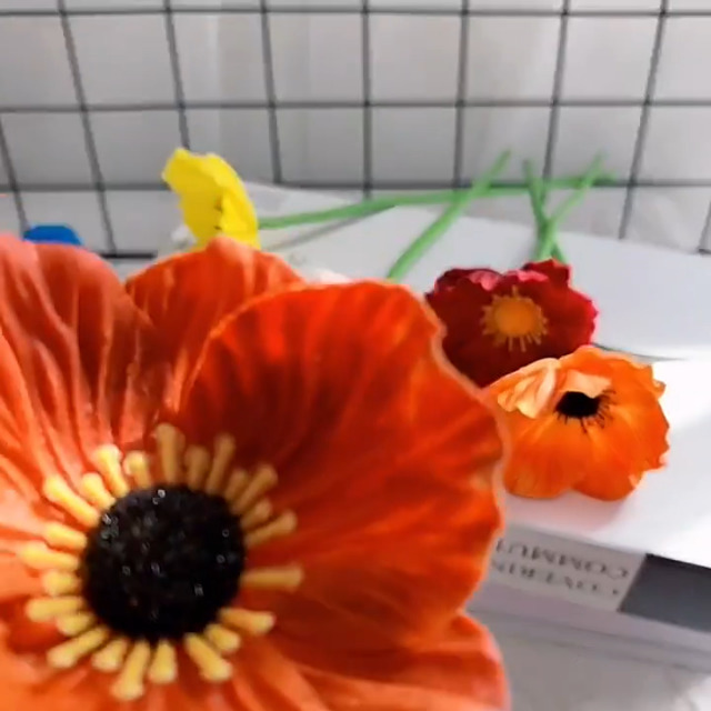 aoiポピー Amazon.com: 10 Stem Bouquets Artificial Flowers Red Poppy