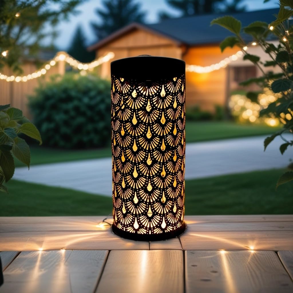 Marrakech Lanterna solare per esterni con manico in metallo, 30 cm, moderna lanterna a LED solare per esterni, colore: verde, IP65, impermeabile come decorazione da giardino