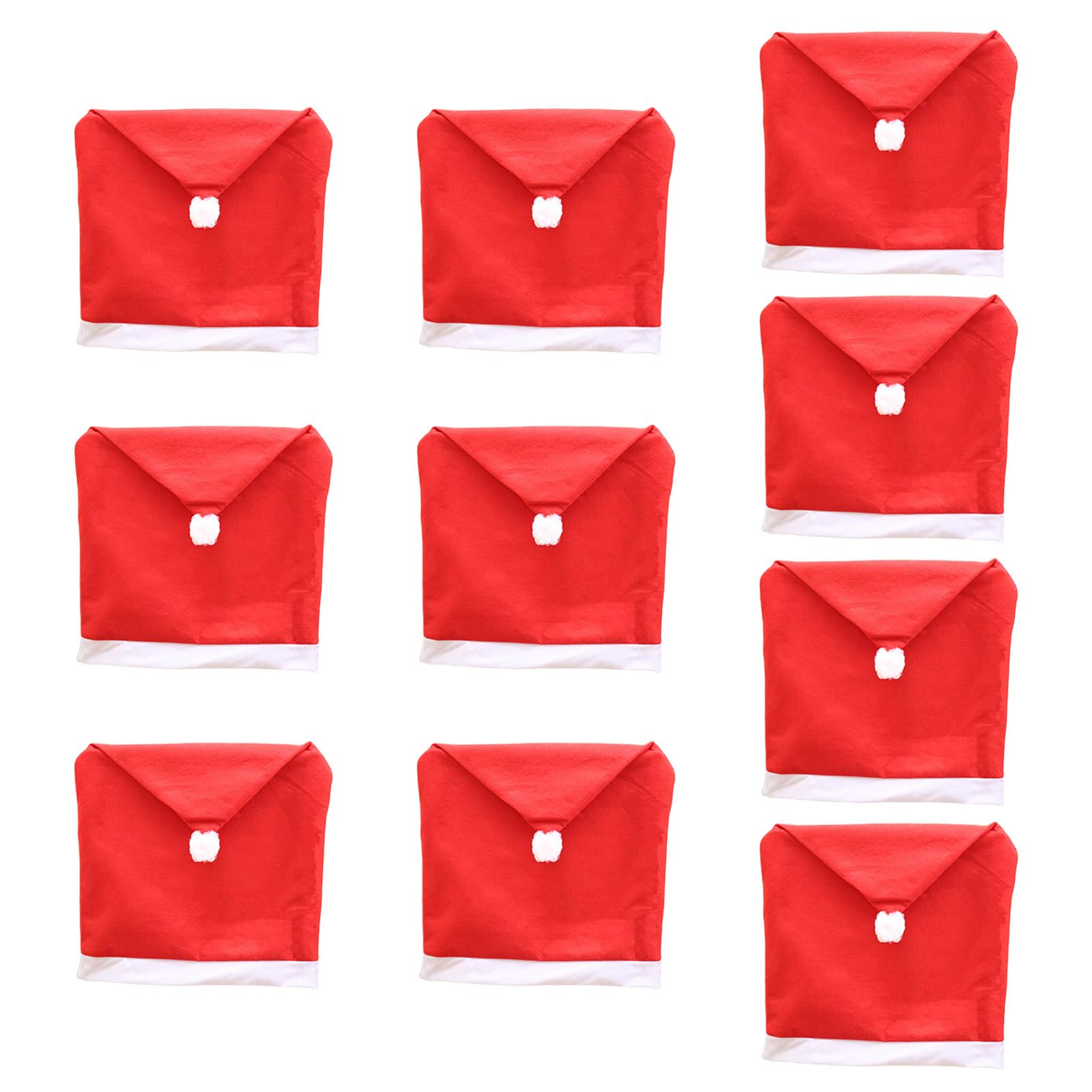 Kalttoy Christmas Chair Back Cover Washable Cartoon Santa Hat Pattern for Kitchen Dining Slipcovers Flannel Chair Covers