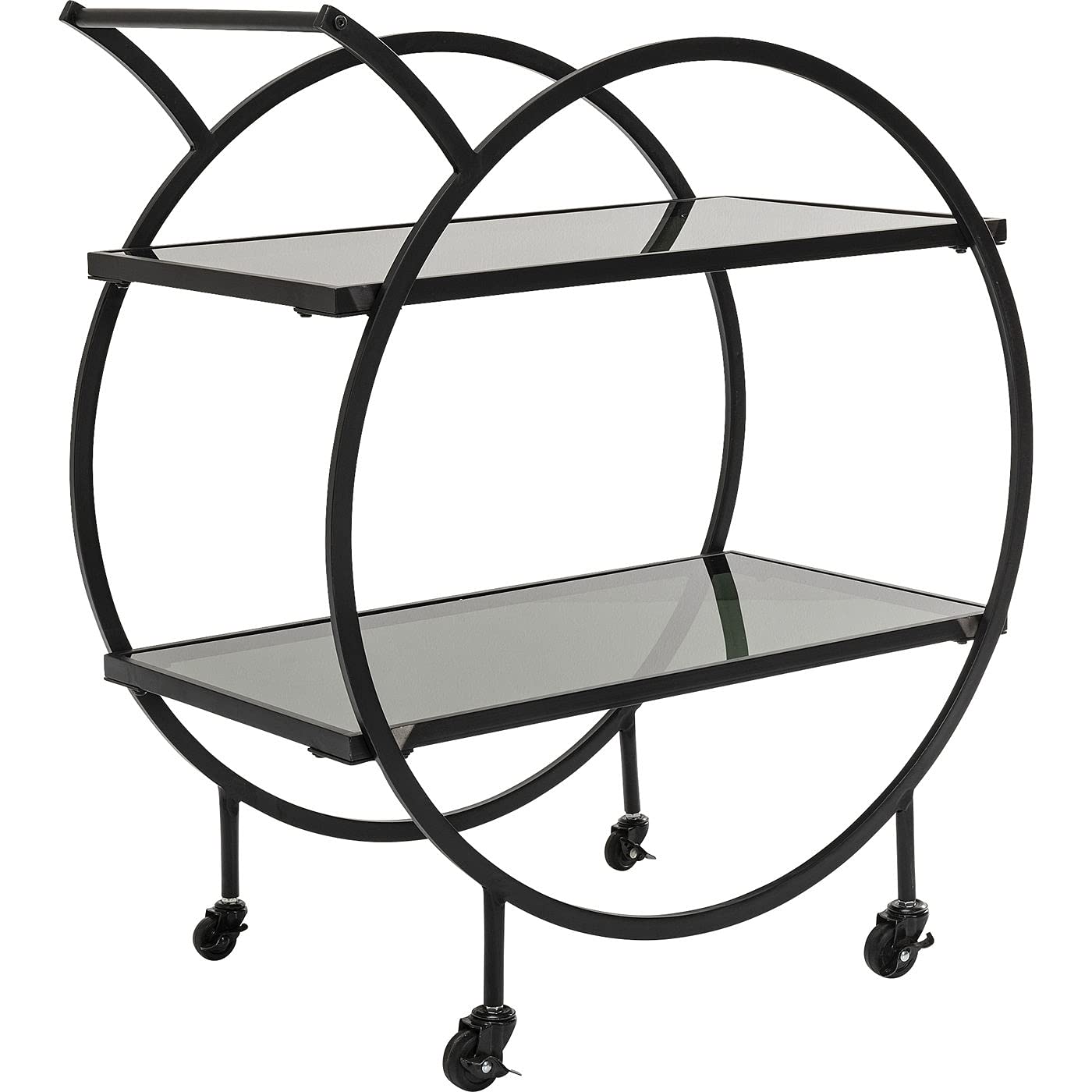 Kare Design carrello di servizio Loft, nero/vetro, design art déco, stile moderno, cucina, bagno, veranda, rustico, portaoggetti, 86x74x40 cm (A/L/P)