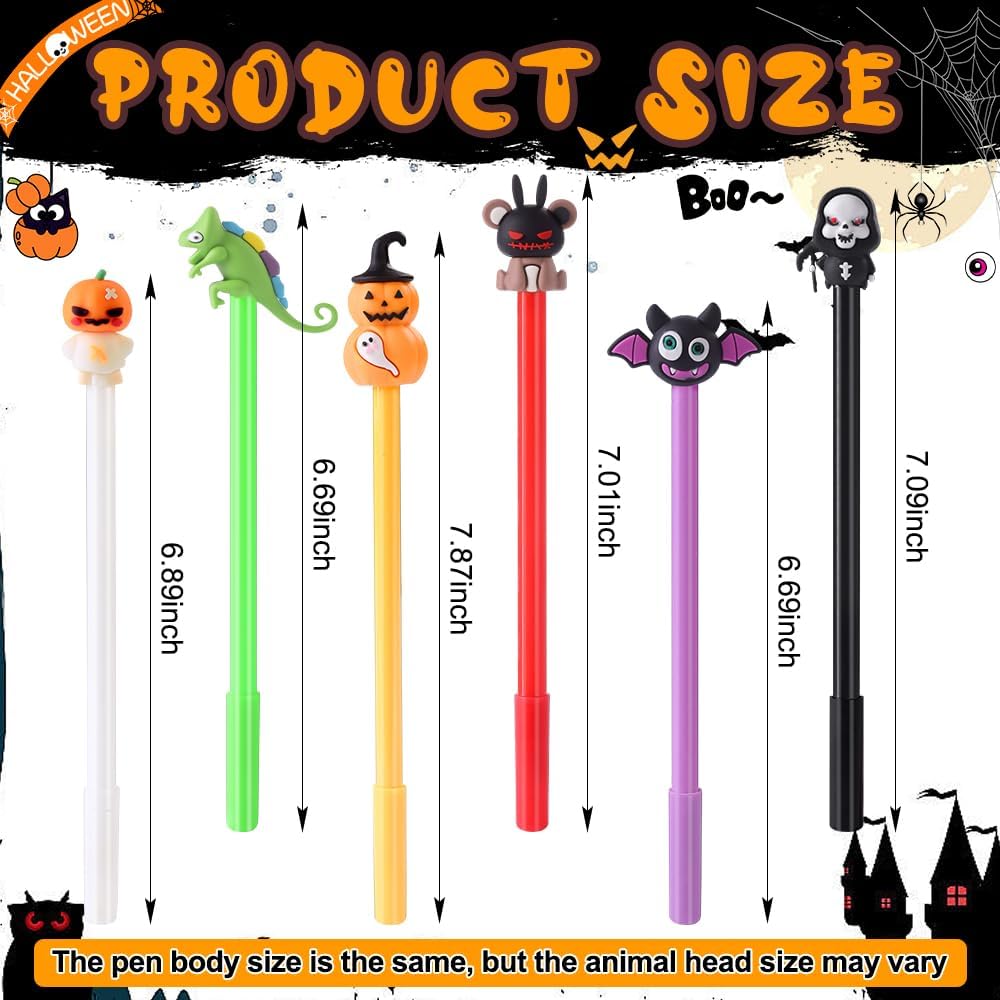 50pcs Halloween Gel Ink Black Ink Pens Cute Pumpkin Ghost Skull Bat Pens image 2