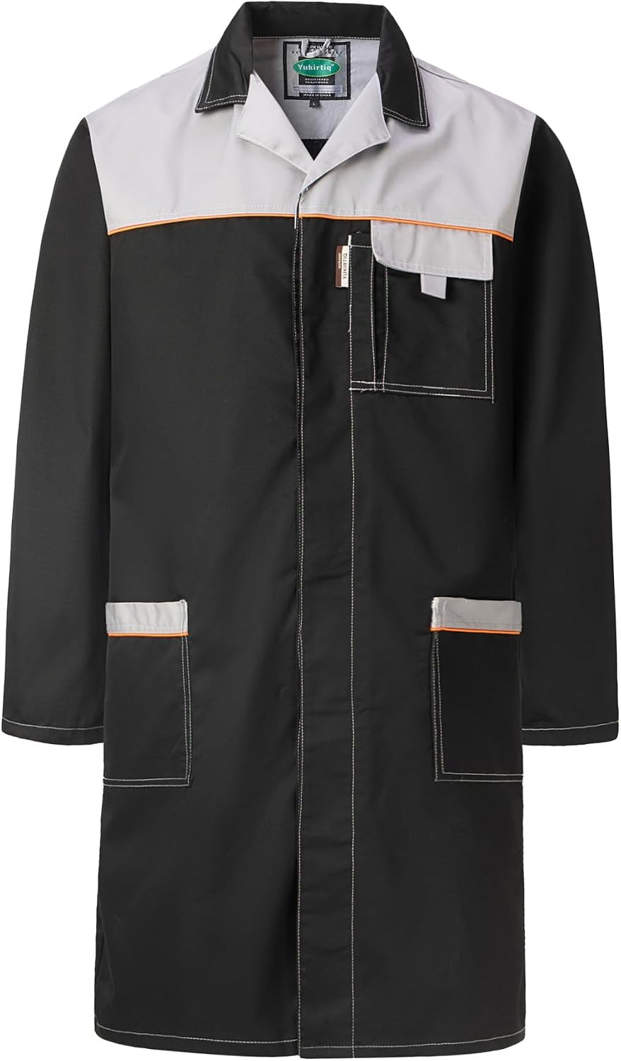 Men's Lab Coat Long Sleeve Mechanics Shop Coats DIY Work Smock
