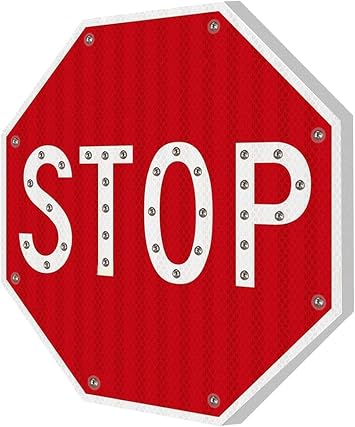 24 Stop Sign, Solar Powered LED Flashing Stop Sign, Aluminum Octagon Road Signs Traffic LED Blinking Street Warning Signs,Heavy Duty, Rust-proof Metal Frame