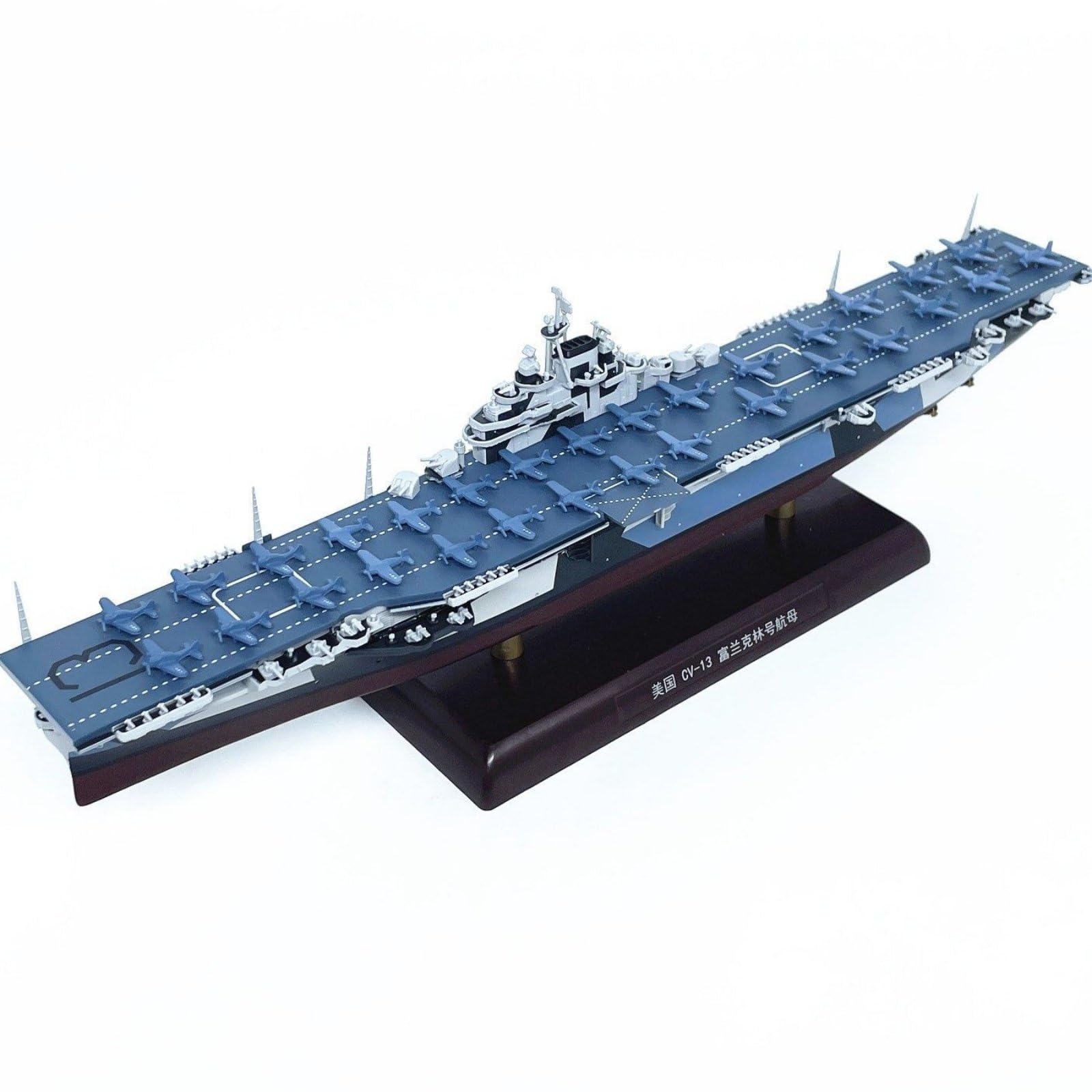 Kriegsschiff Modell Schiff Flugzeugträger Miniatur Schauobjekt Fertigmodell aus Legierung Und mit Detaillierter Aufbauteninsel Und Flugdeck für, CV-13 Franklin-Klasse Flugzeugträger